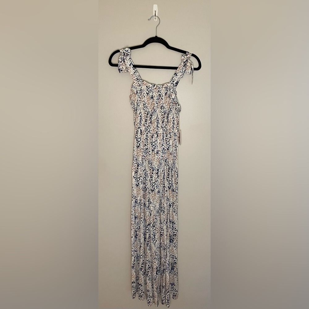 Jessica Simpson Abstract Print Maxi Dress, White/Blue/Pink, Size S, NWT - Picture 2 of 4